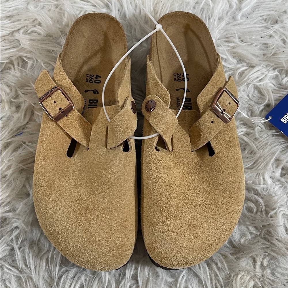 BIRKENSTOCK Boston Clog Latte Cream Leather Slip On Size 9 NEW - Picture 6 of 16